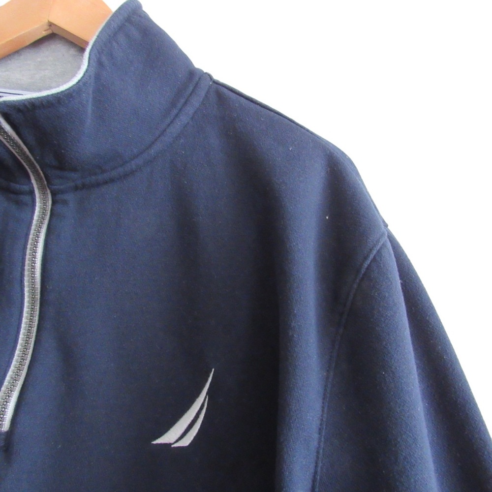 Nautica Mens Navy Blue Quarter Zip Pullover Sweatshirt Size XL Comfort Classic - Picture 4 of 8
